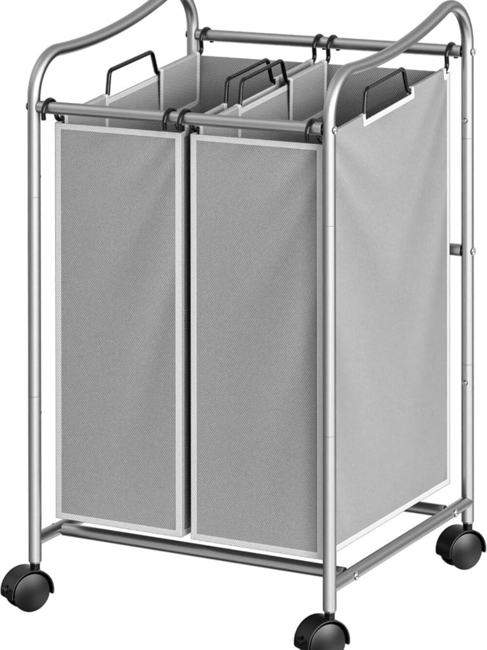 Heavy Duty Rolling Laundry Sorter Cart with 2 Bags - Silver, Easy Organization